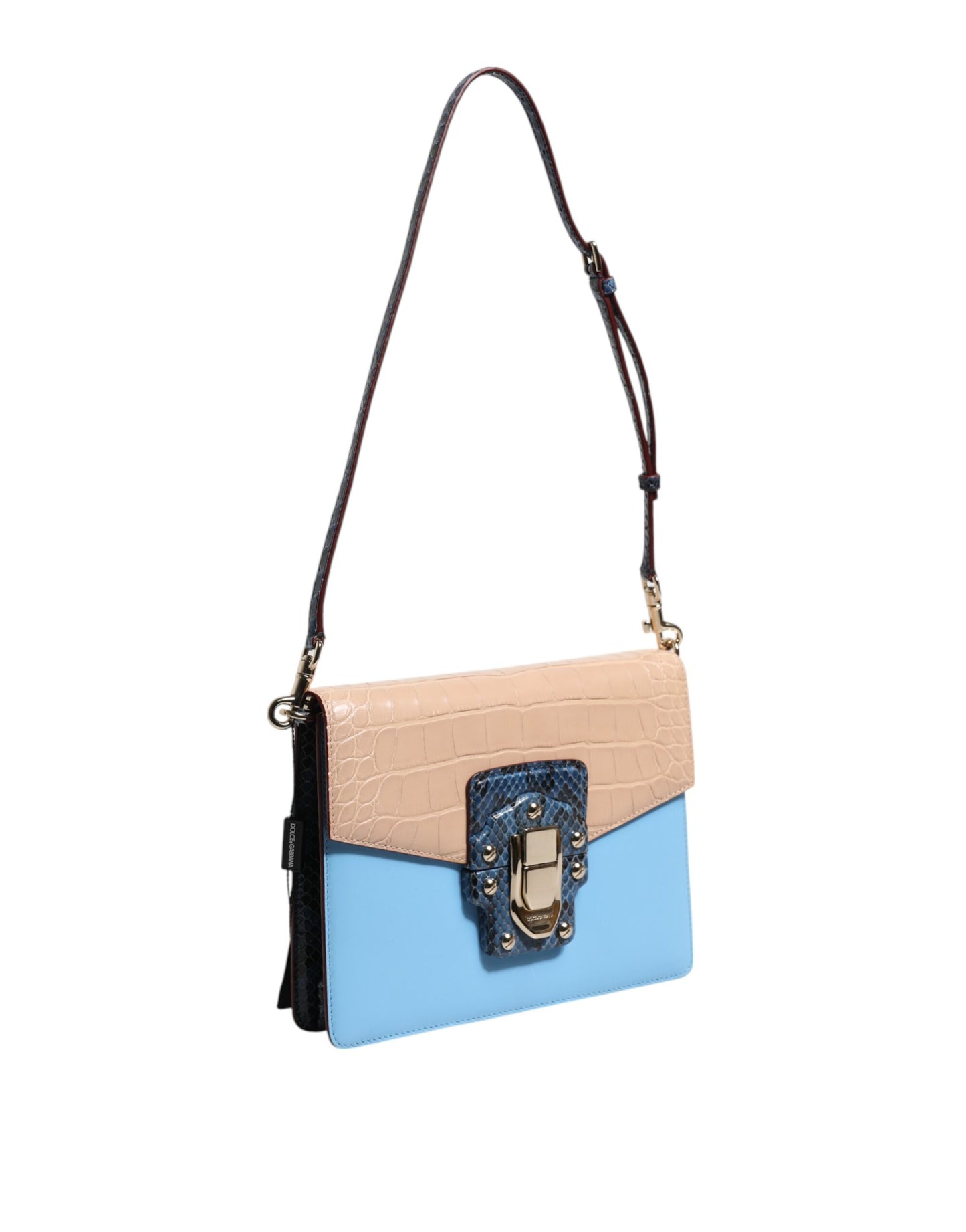 Dolce & Gabbana Blue Beige Exotic Leather LUCIA Crossbody Bag