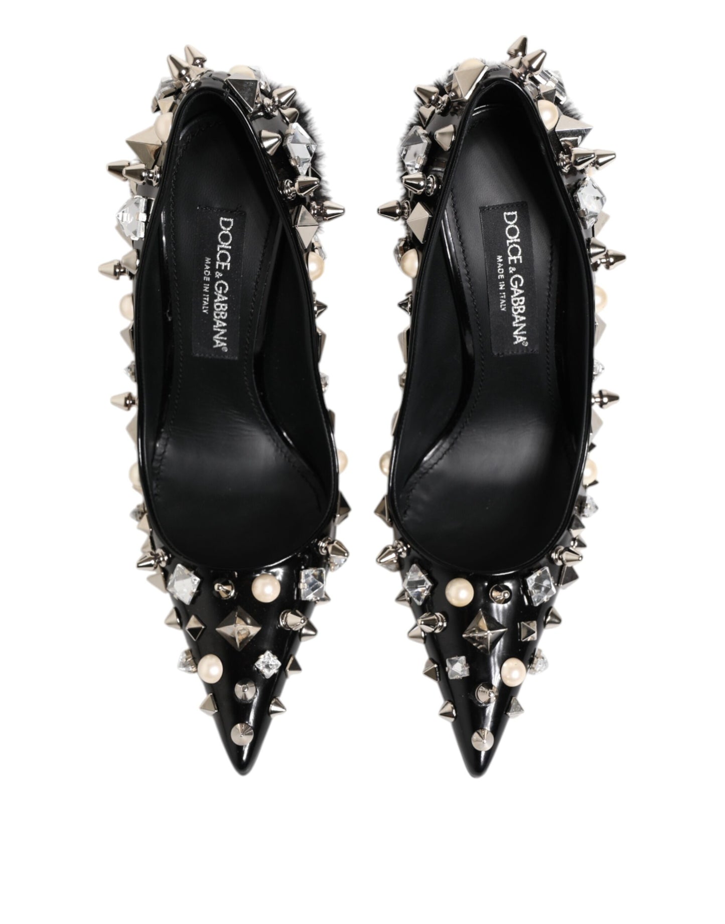 Dolce & Gabbana Black Crystals Studs Stiletto Pumps Shoes