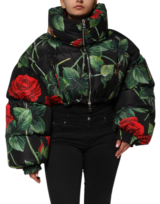 Dolce & Gabbana Multicolor Floral Puffer Coat Full Zip Jacket