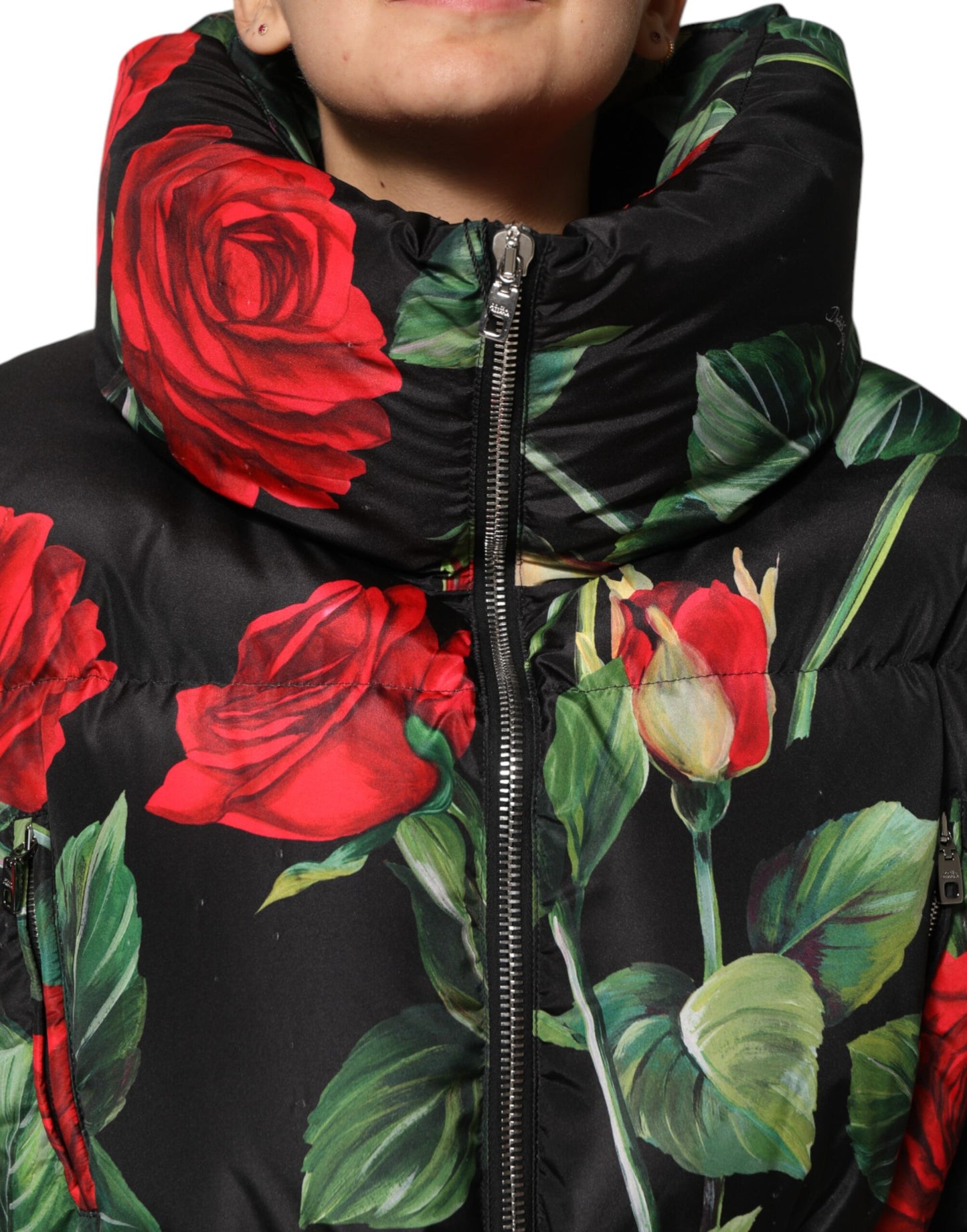 Dolce & Gabbana Multicolor Floral Puffer Coat Full Zip Jacket