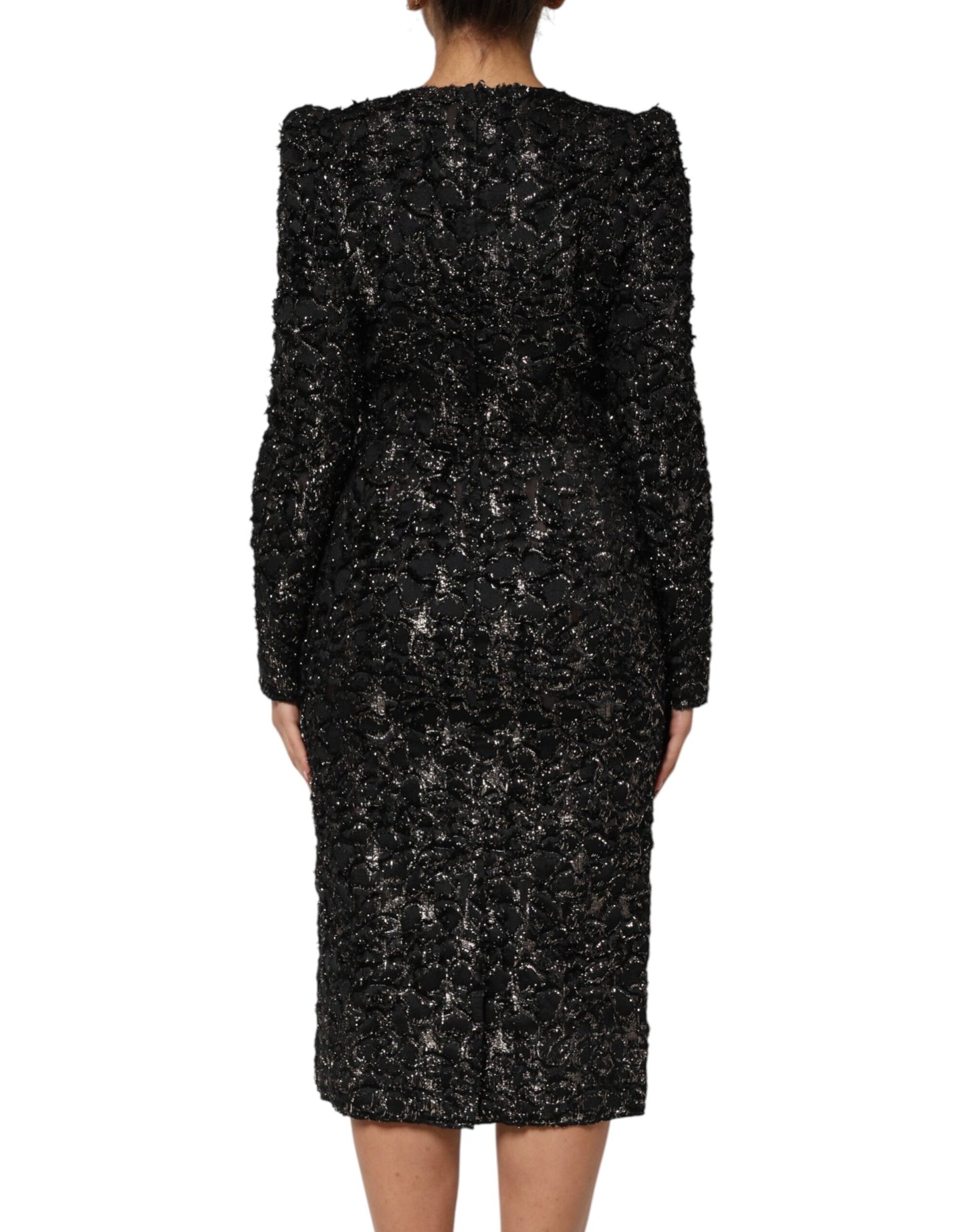 Dolce & Gabbana Black Sequin Bouclé Tweed Sheath Dress