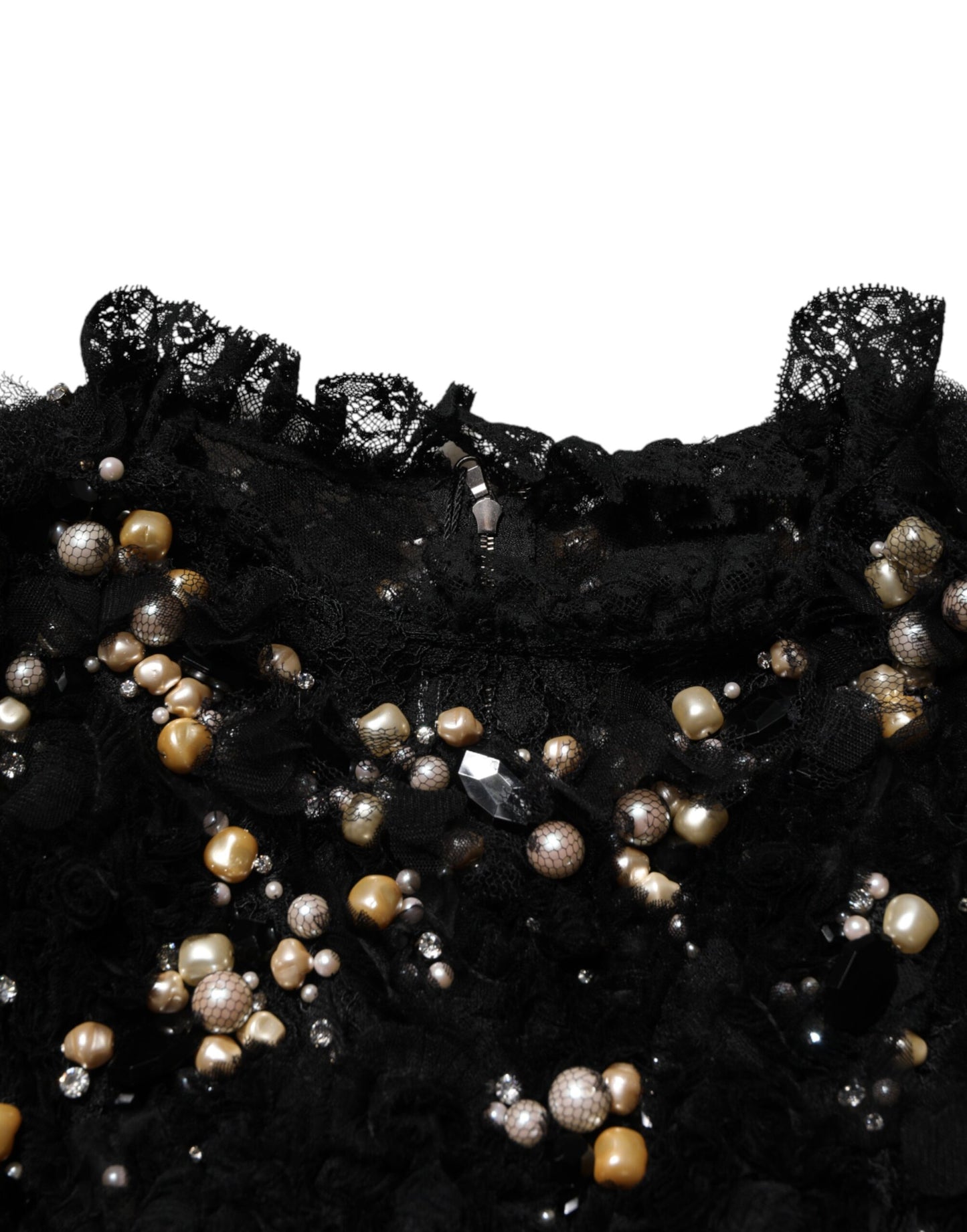 Dolce & Gabbana Black Viscose Pearl Embellishment Shift Dress