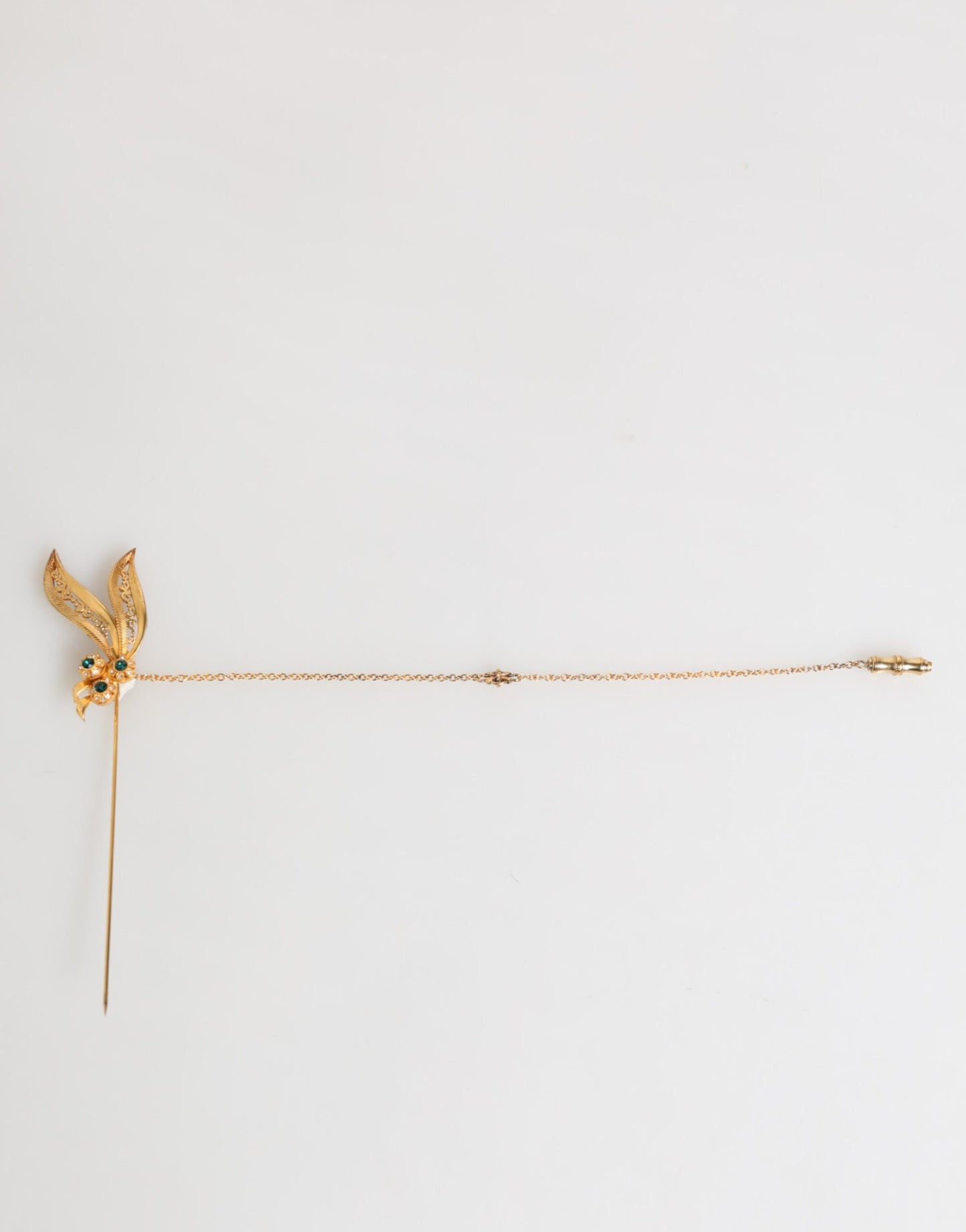 Dolce & Gabbana Gold Tone 925 Sterling Silver Crystal Chain Pin Brooch