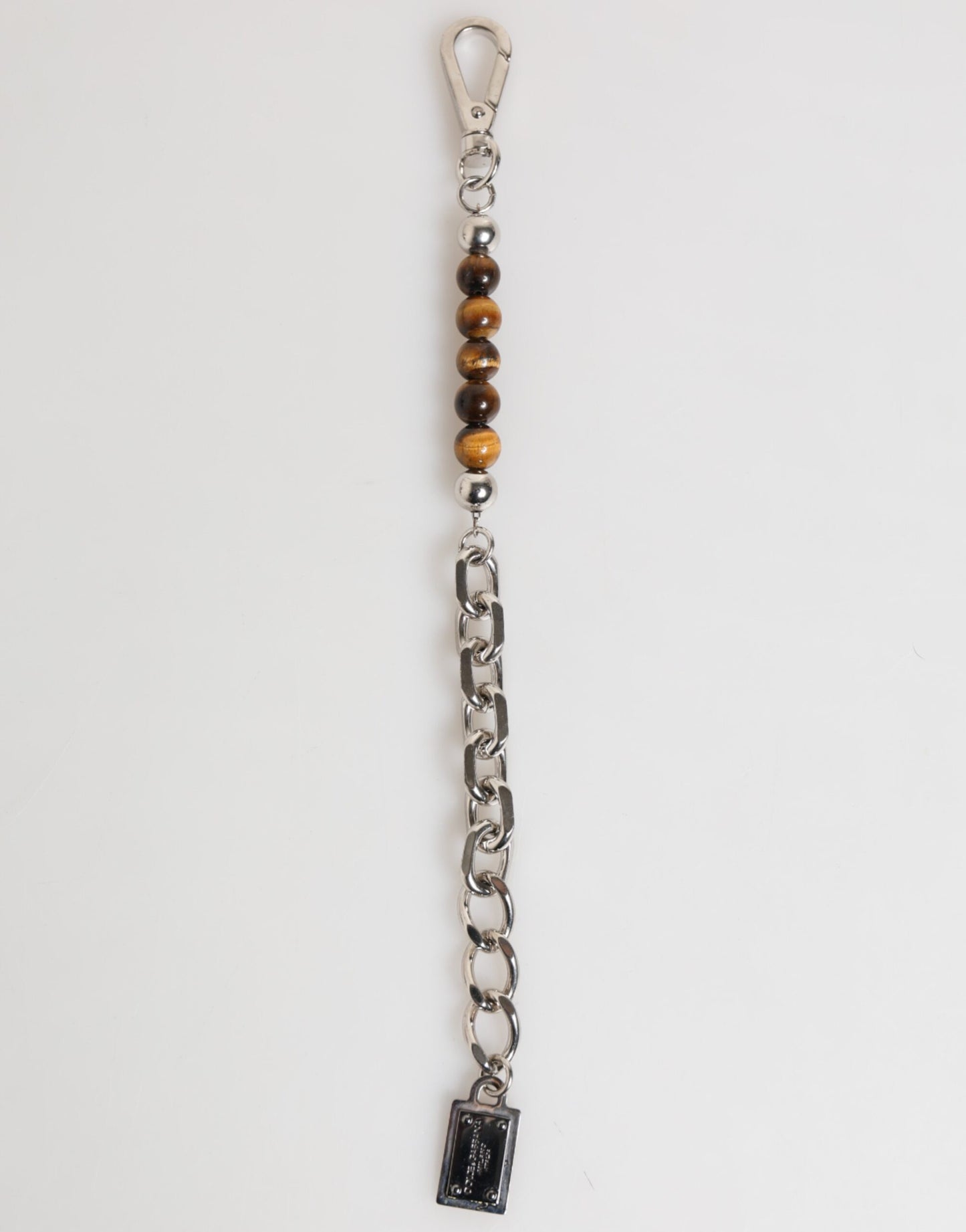 Dolce & Gabbana Silver Chain Brass Beaded Lobster Clasp Logo Men Bracelet