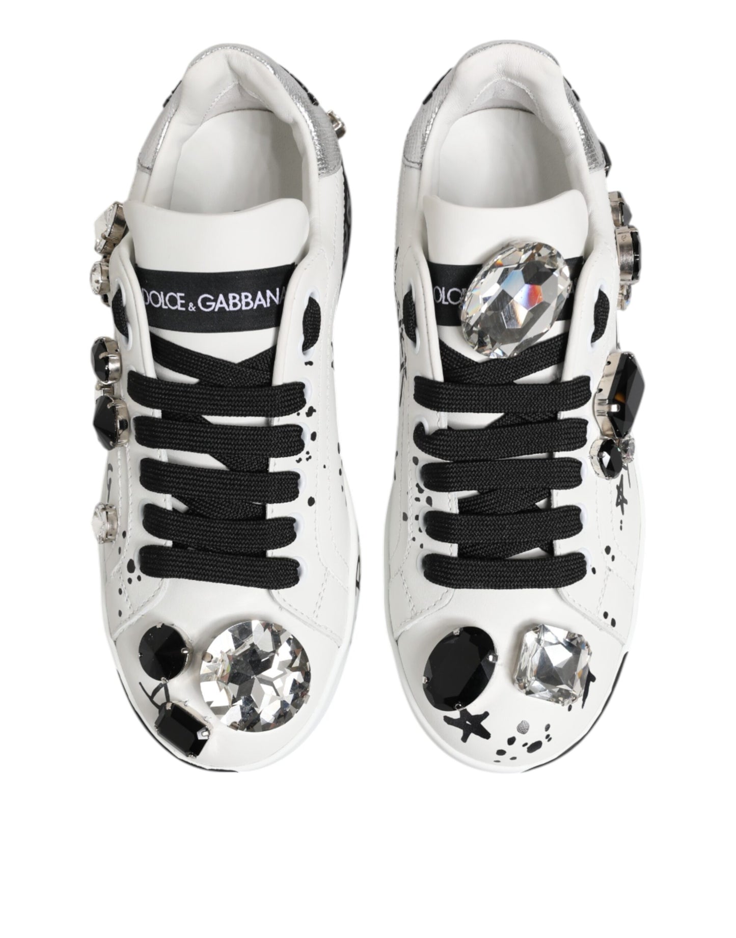 Dolce & Gabbana White Portofino Crystal Sneakers  Shoes