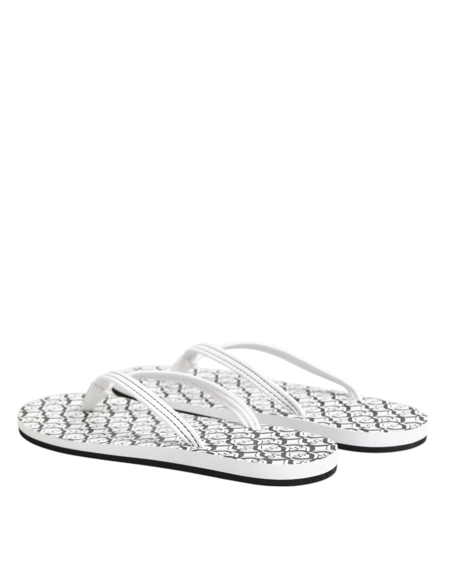Dolce & Gabbana Black White Logo Beachwear Flats Slipper Shoes