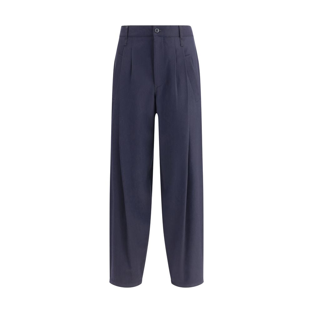 Giorgio Armani Blue Fleece Wool Casual Pants