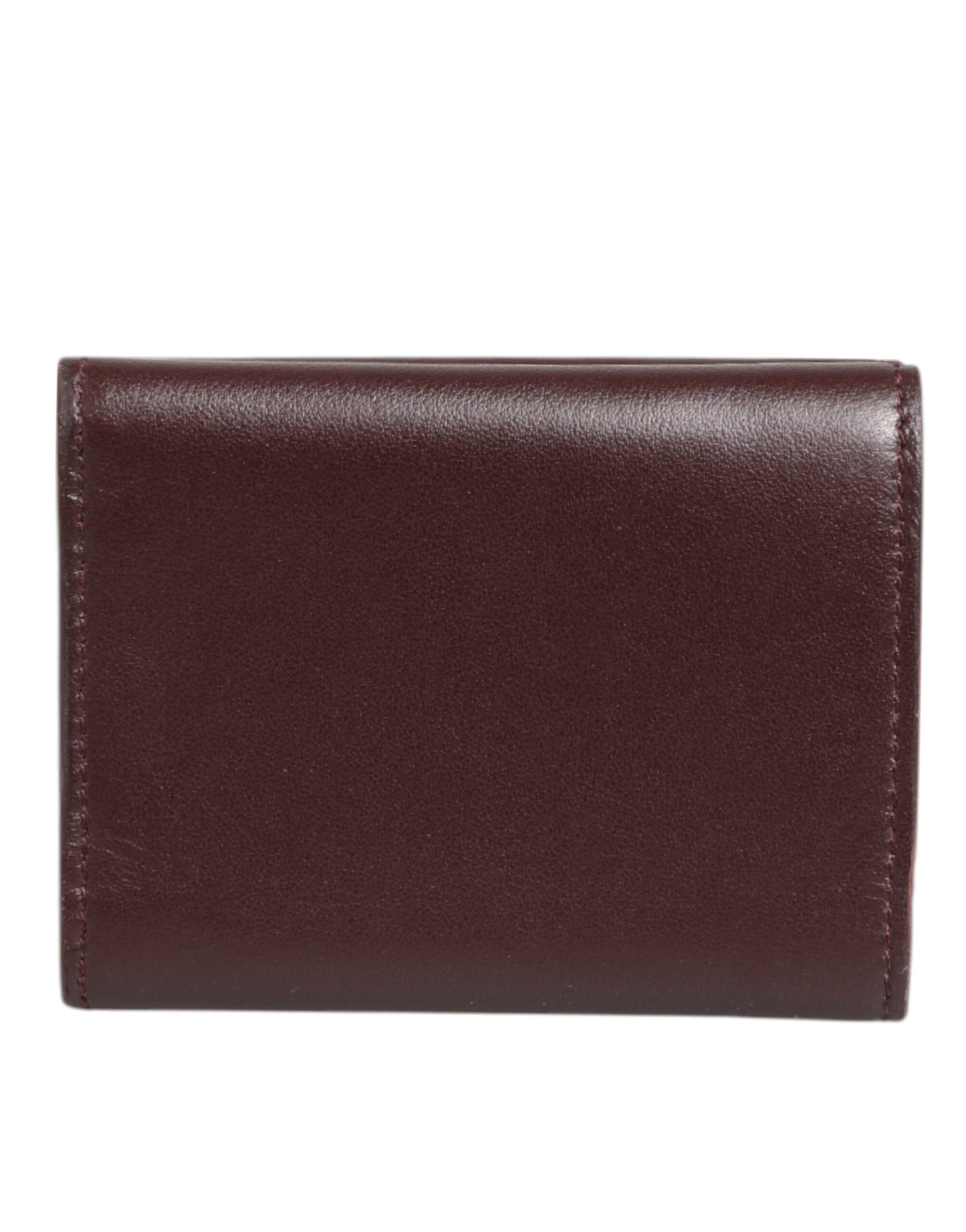 Dolce & Gabbana Leather Embossed Logo Trifold Men Card Holder Dark Brown
