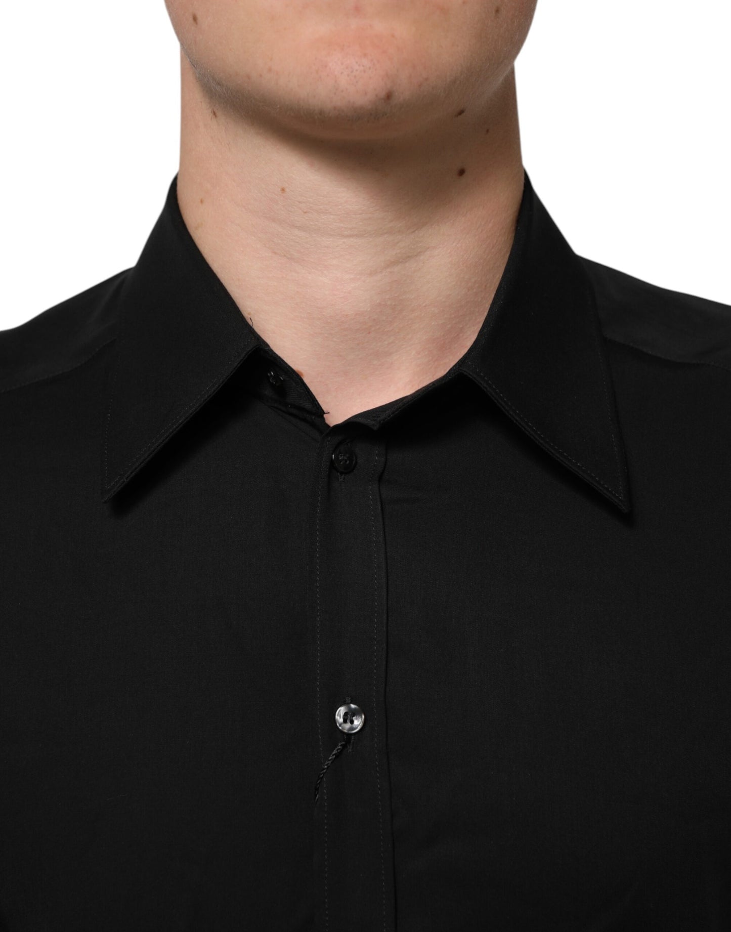 Dolce & Gabbana Black Viscose Long Sleeve Formal Dress Shirt