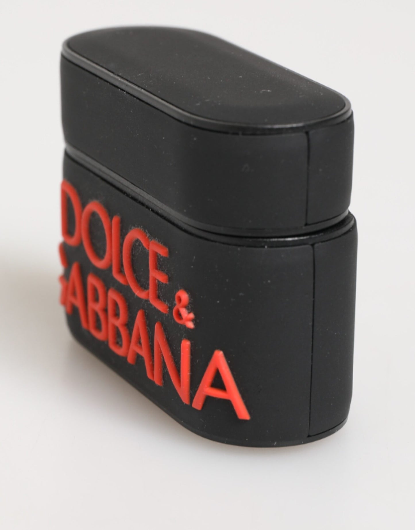 Dolce & Gabbana Black Orange Rubber Logo Embossed Accessory Airpods Case