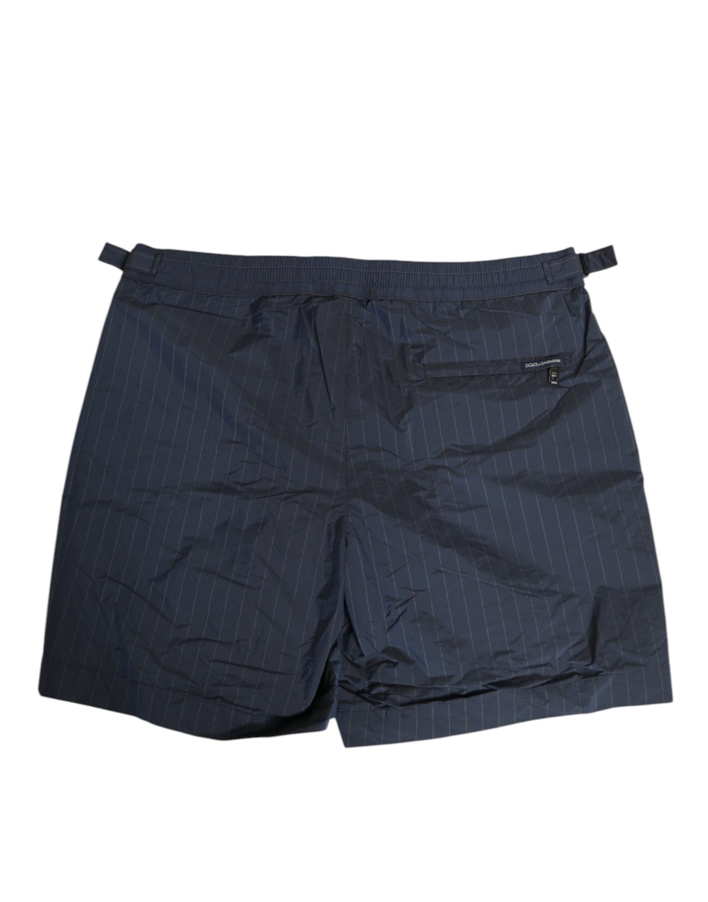 Dolce & Gabbana Navy Blue Polyester Pinstripe Men Shorts Swimwear