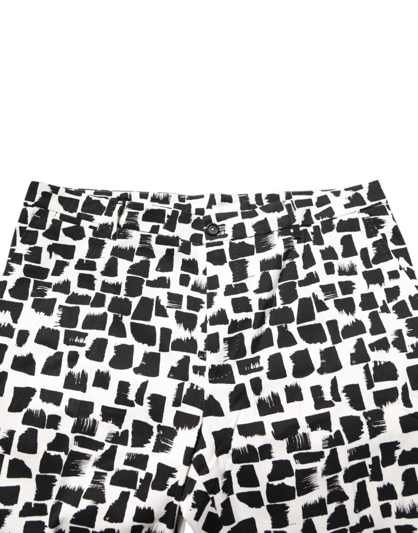 Dolce & Gabbana Black White Abstract Print Cotton Blend Pants