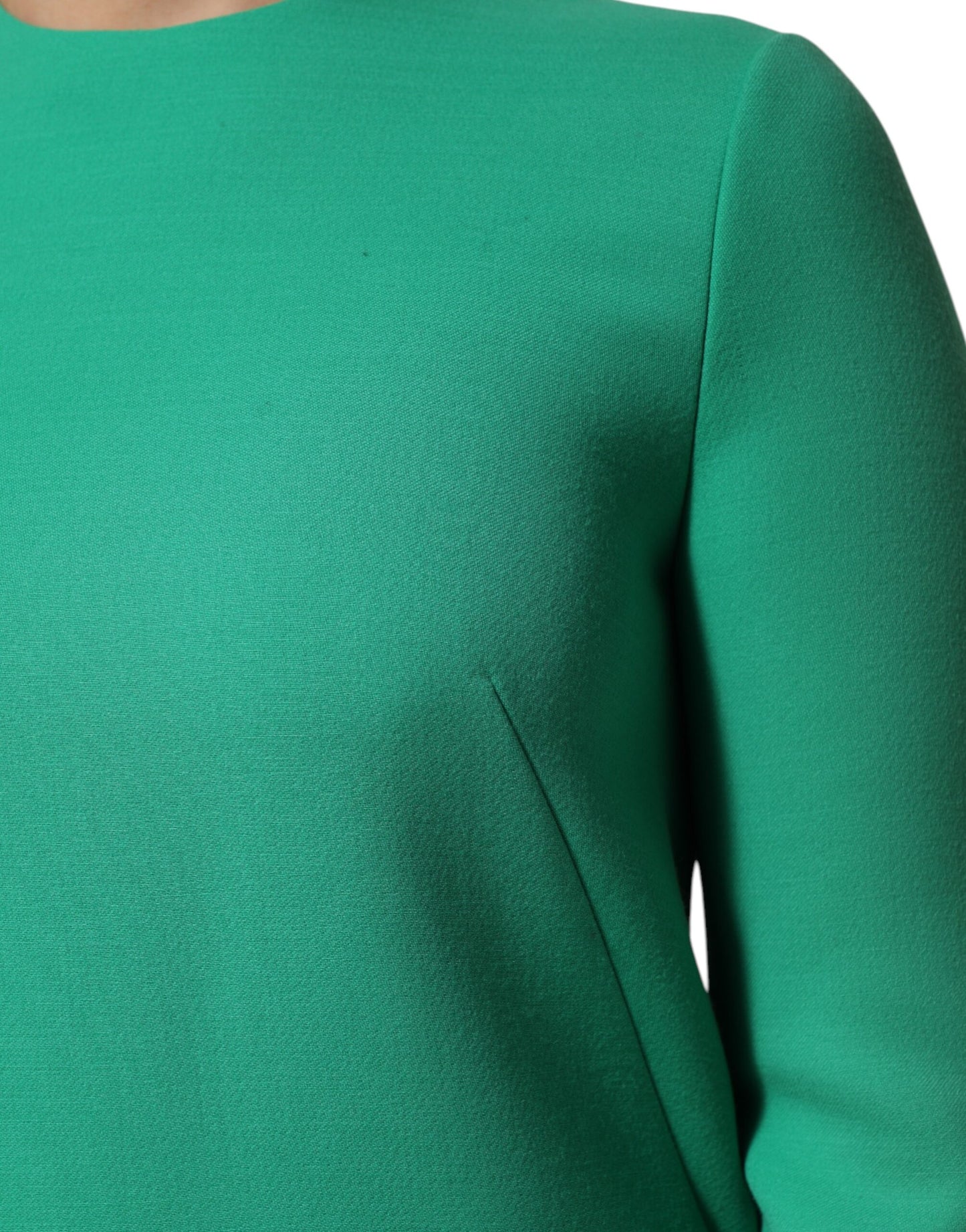 Dolce & Gabbana Green Viscose Acetate Mini Long Sleeve Dress