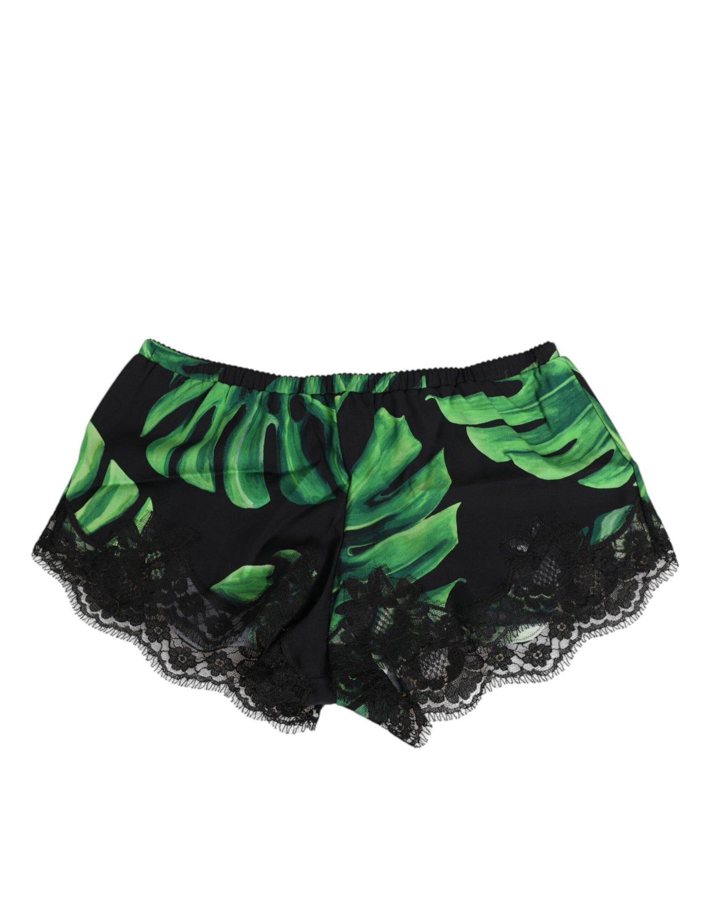 Dolce & Gabbana Black Green Tropical Print Lace Underwear