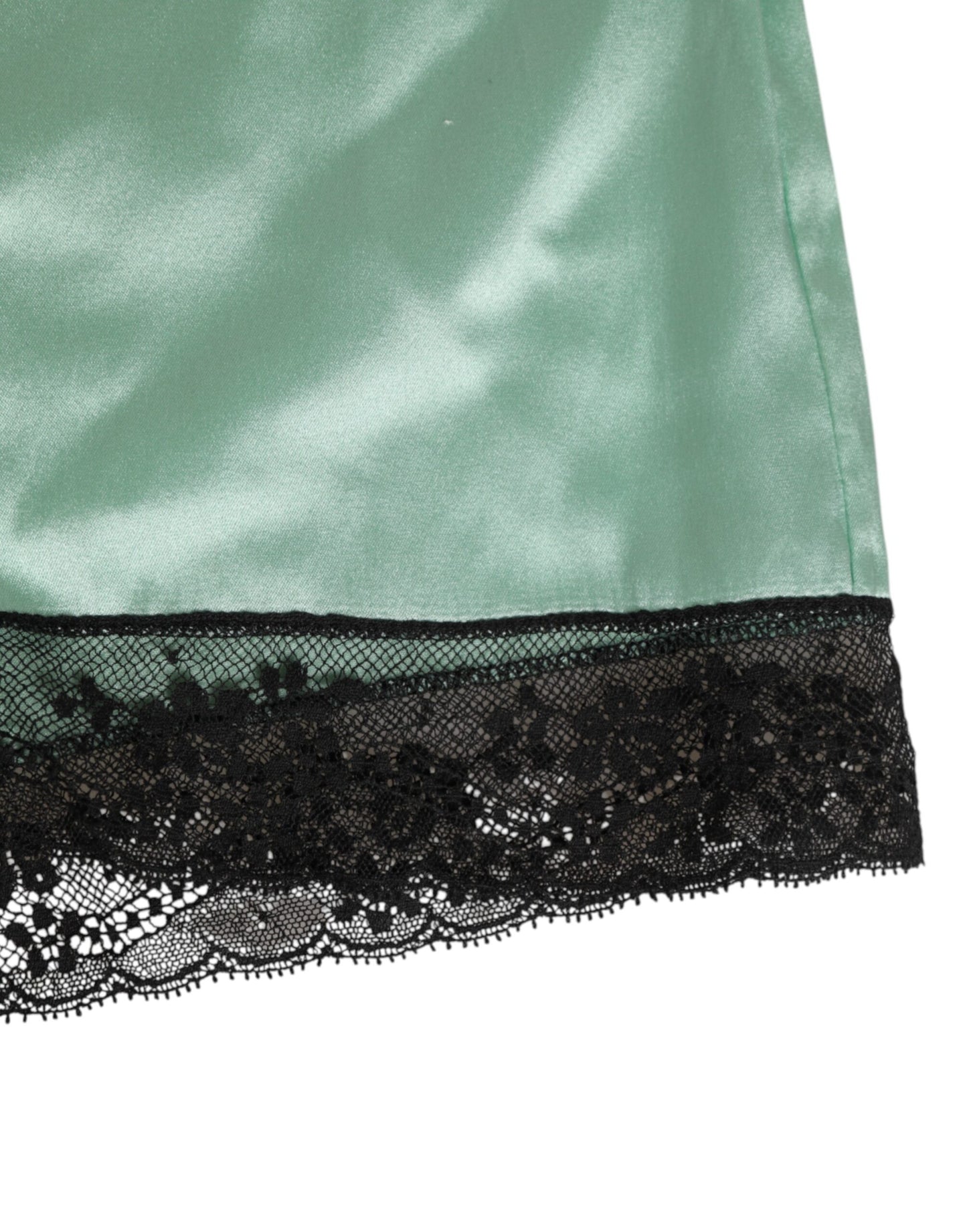 Dolce & Gabbana Water Green Satin Black Lace Trim Underwear