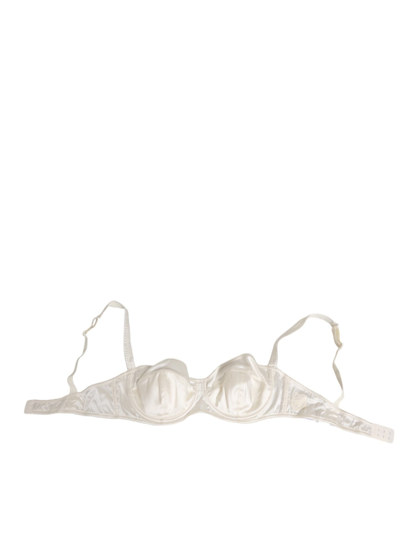 Dolce & Gabbana White Silk Satin Balconnet Lingerie Bra Underwear