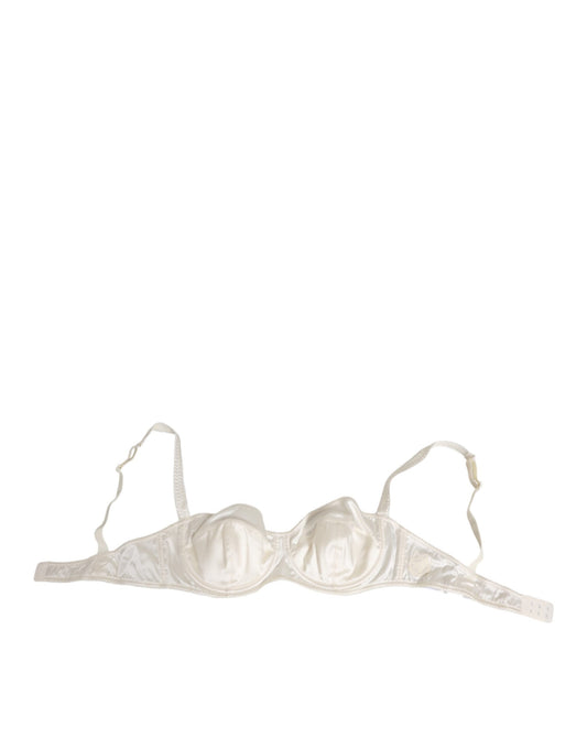 Dolce & Gabbana White Silk Satin Balconnet Lingerie Bra Underwear