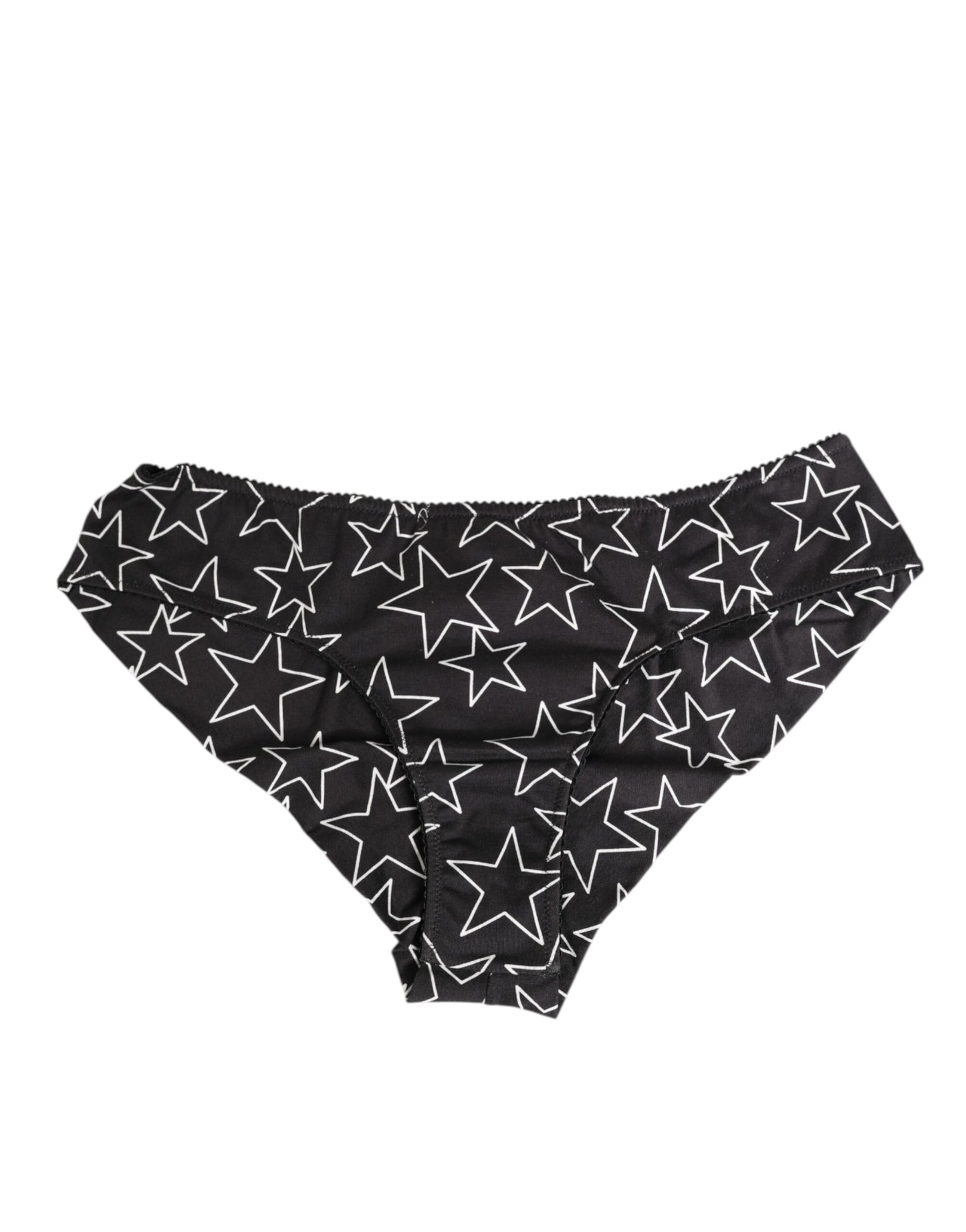 Dolce & Gabbana Black White Star Print Cotton Slip Panty Underwear