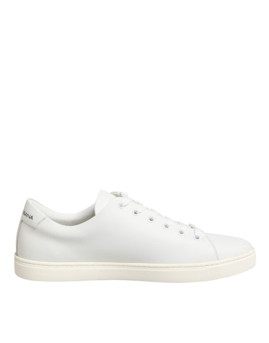 Dolce & Gabbana White Leather Sacre Heart Patch Sneakers  Shoes