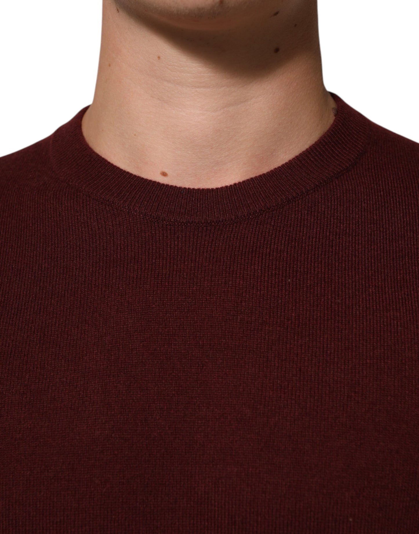 Dolce & Gabbana Maroon Cashmere Crew Neck Pullover Sweater