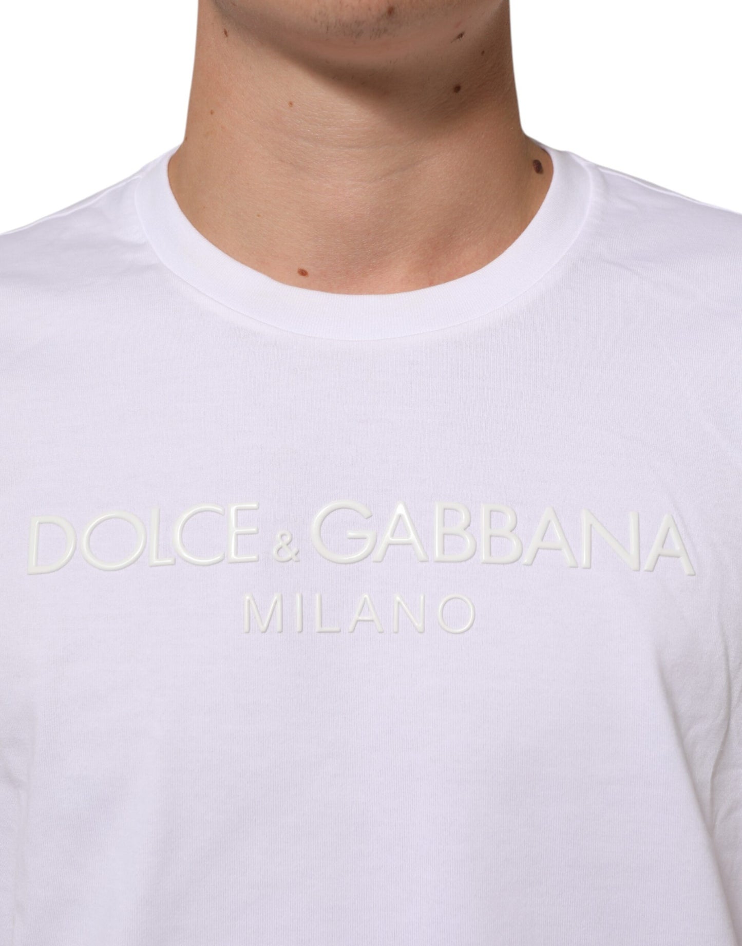 Dolce & Gabbana White Cotton Crew Neck Short Sleeves T-shirt