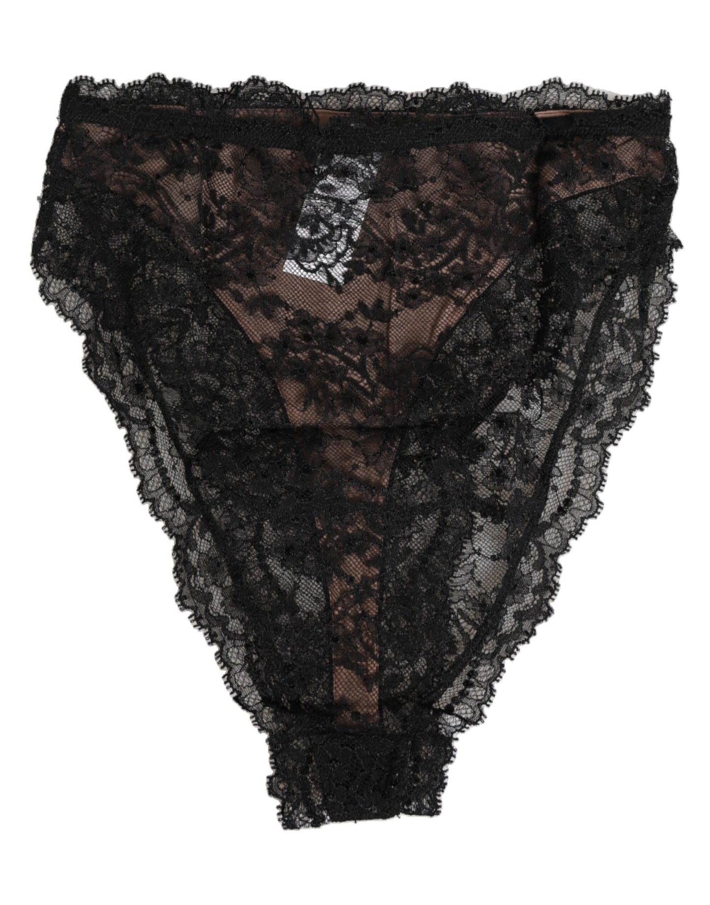 Dolce & Gabbana Black Floral Lace Mesh High Brief Panty  Underwear