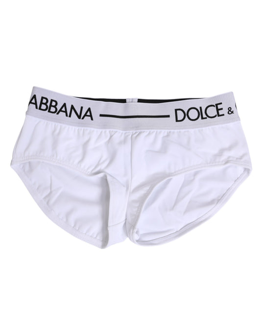 Dolce & Gabbana White Nylon Logo Waistband Shorts Underwear