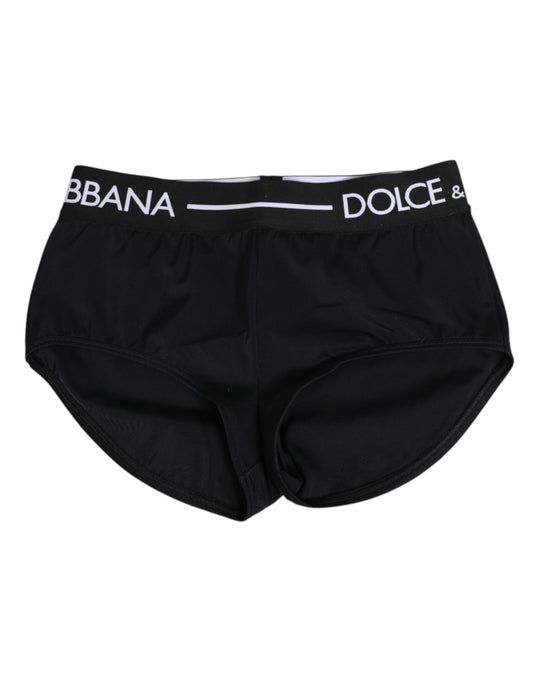 Dolce & Gabbana Black Nylon Logo Waistband Shorts Underwear