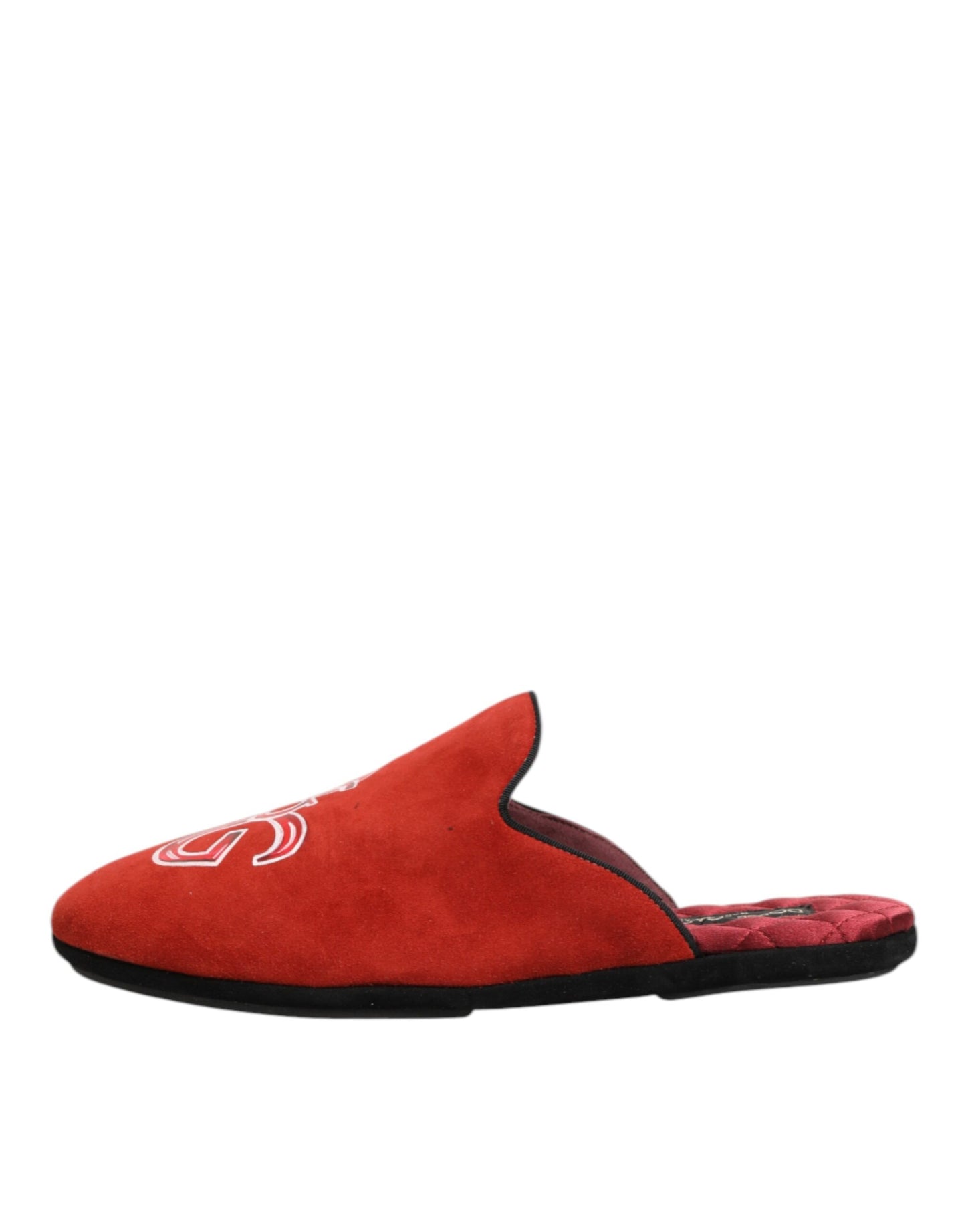 Dolce & Gabbana Red Suede DG King Men House Slippers Shoes