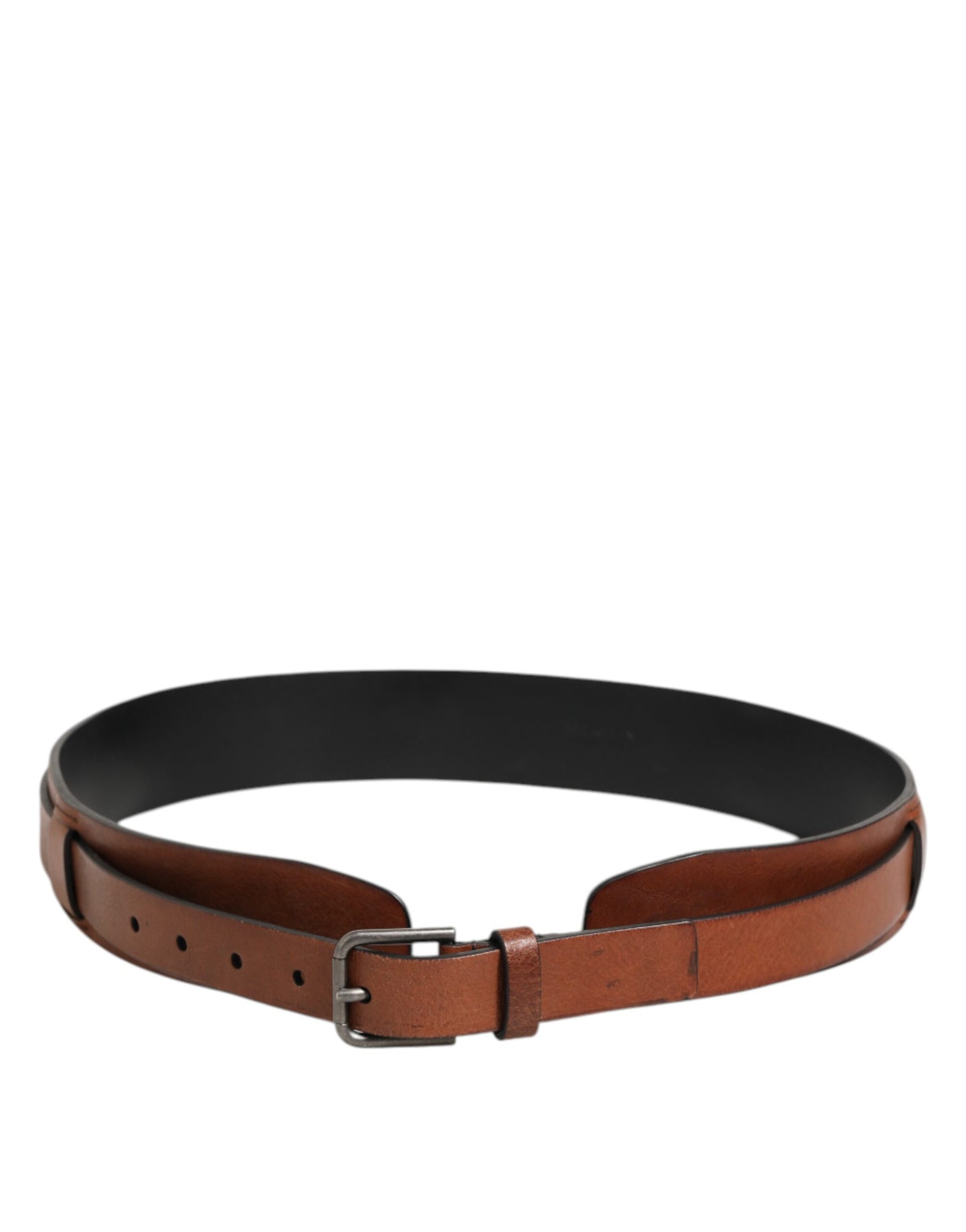 Dolce & Gabbana Brown Classic Gold Metal Logo Buckle Men  Belt