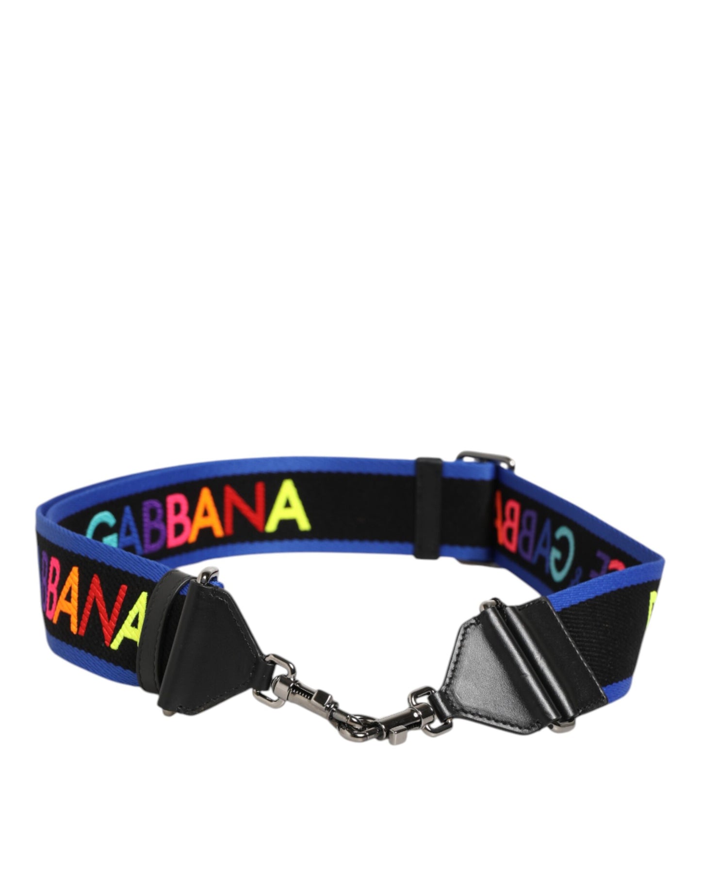 Dolce & Gabbana Black Blue Colorful Lettering Bag Handle Shoulder Strap