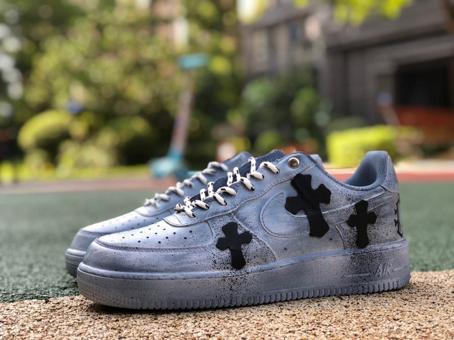 Nike Air Force1 AF1 dip-dyed and distressed style God Bells Crow Star Air Force