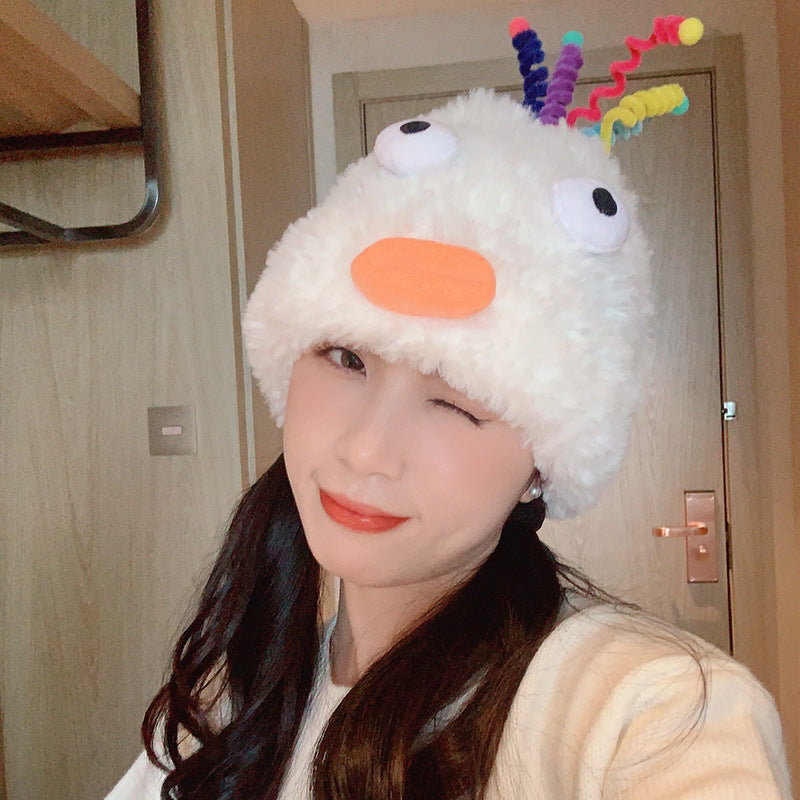 Casual Cute Sleeve Cap Warm, Comfortable And Breathable Plush Bonnet