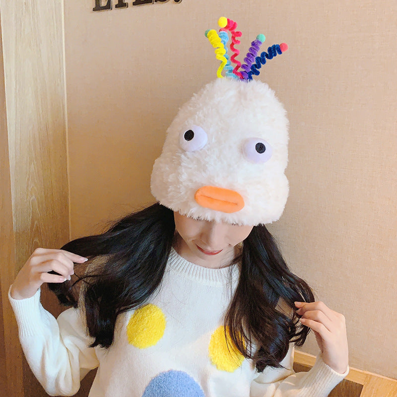 Casual Cute Sleeve Cap Warm, Comfortable And Breathable Plush Bonnet