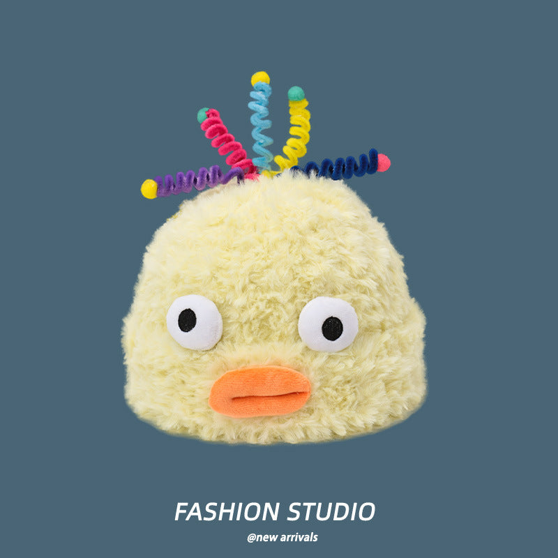 Casual Cute Sleeve Cap Warm, Comfortable And Breathable Plush Bonnet