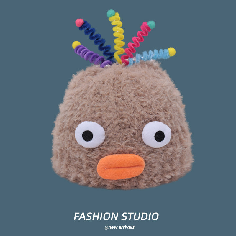 Casual Cute Sleeve Cap Warm, Comfortable And Breathable Plush Bonnet